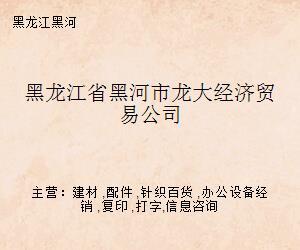 黑龍江省黑河市龍大經(jīng)濟(jì)貿(mào)易公司打字復(fù)印業(yè)務(wù)介紹